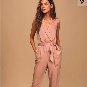 Lulu’s Sept 2020 Mauve Satin Sleeveless Jumpsuit